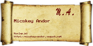 Micskey Andor névjegykártya